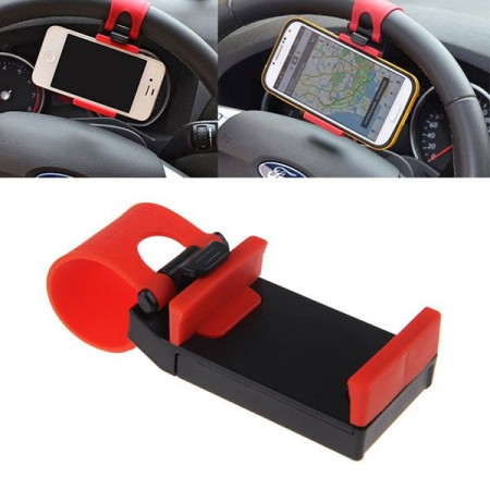 Support de Téléphone Universel Fixation au Volant de Voiture Compatible GPS Smartphone Iphone Samsung LG HTC Sony