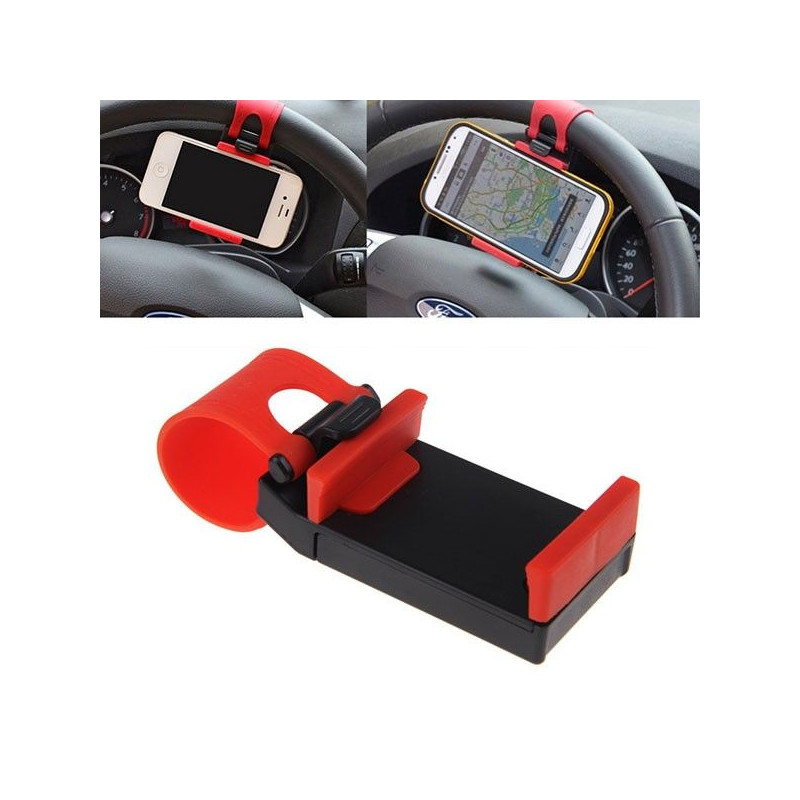 Support de Téléphone Universel Fixation au Volant de Voiture Compatible GPS Smartphone Iphone Samsung LG HTC Sony