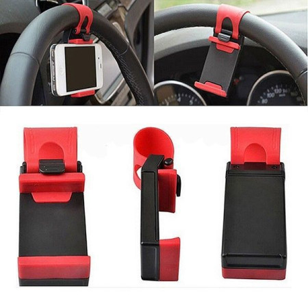 Support de Téléphone Universel Fixation au Volant de Voiture Compatible GPS Smartphone Iphone Samsung LG HTC Sony