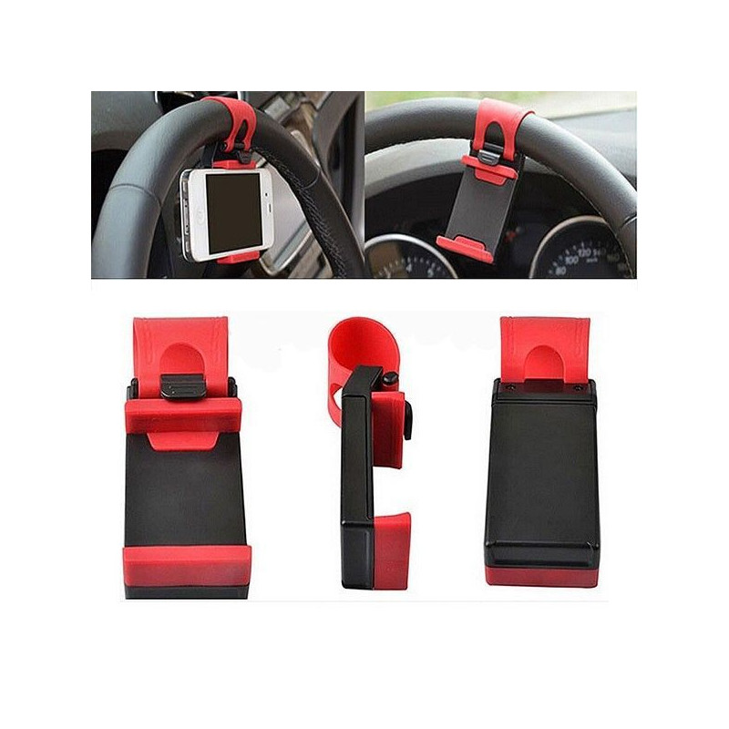 Support de Téléphone Universel Fixation au Volant de Voiture Compatible GPS Smartphone Iphone Samsung LG HTC Sony