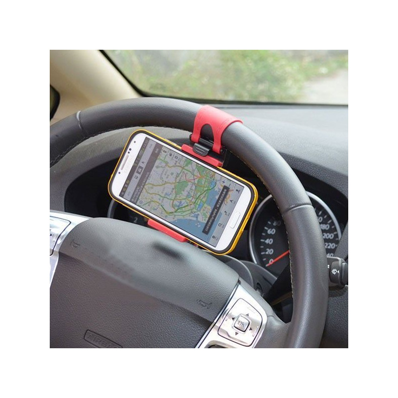 Support de Téléphone Universel Fixation au Volant de Voiture Compatible GPS Smartphone Iphone Samsung LG HTC Sony