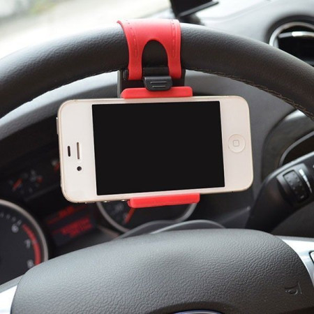 Support de Téléphone Universel Fixation au Volant de Voiture Compatible GPS Smartphone Iphone Samsung LG HTC Sony