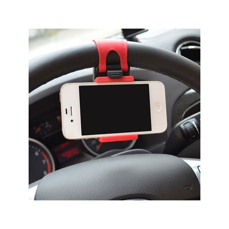 Support de Téléphone Universel Fixation au Volant de Voiture Compatible GPS Smartphone Iphone Samsung LG HTC Sony