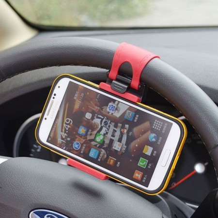 Support de Téléphone Universel Fixation au Volant de Voiture Compatible GPS Smartphone Iphone Samsung LG HTC Sony