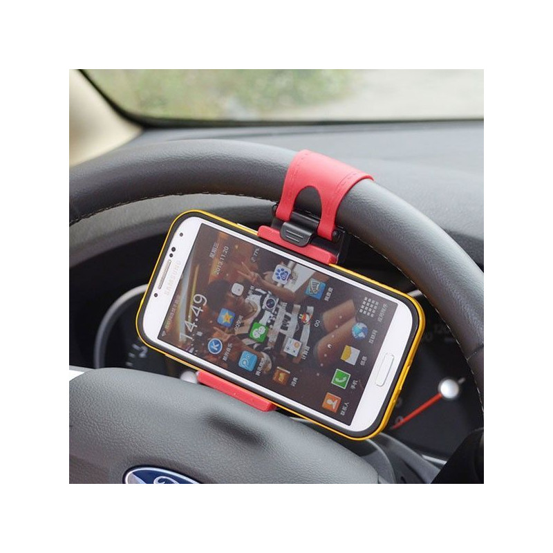 Support de Téléphone Universel Fixation au Volant de Voiture Compatible GPS Smartphone Iphone Samsung LG HTC Sony