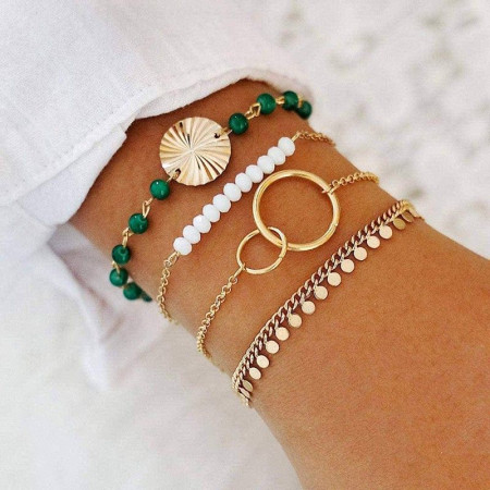 MILEY : Ensemble de 4 Bracelets Bohème Chic