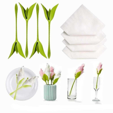 FLOWER NAPKIN : Lot de 4 Porte-Serviettes Créateurs de Fleurs