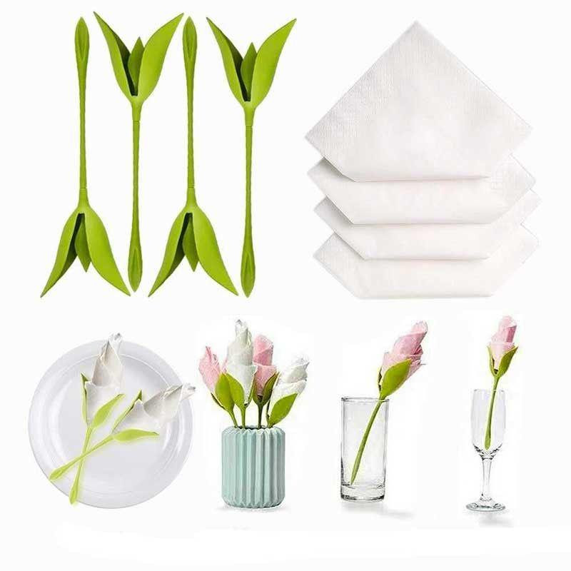 FLOWER NAPKIN : Lot de 4 Porte-Serviettes Créateurs de Fleurs