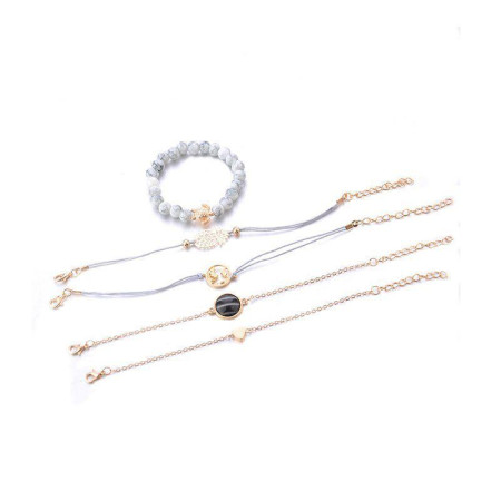 NICKI BRACELET : Ensemble de 5 Bracelets Style Tropical, Ananas, Terre et Tortue