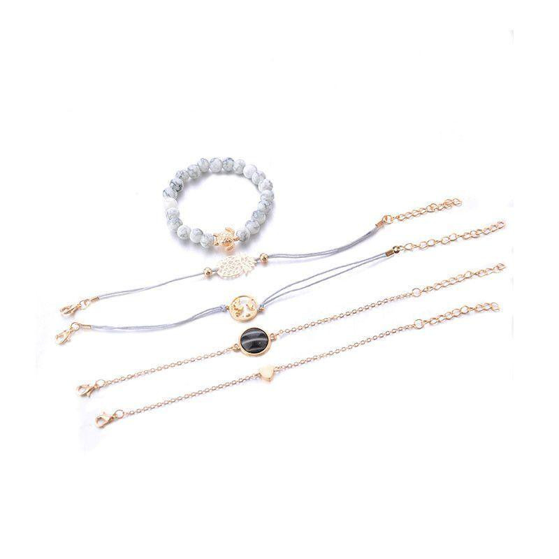 NICKI BRACELET : Ensemble de 5 Bracelets Style Tropical, Ananas, Terre et Tortue