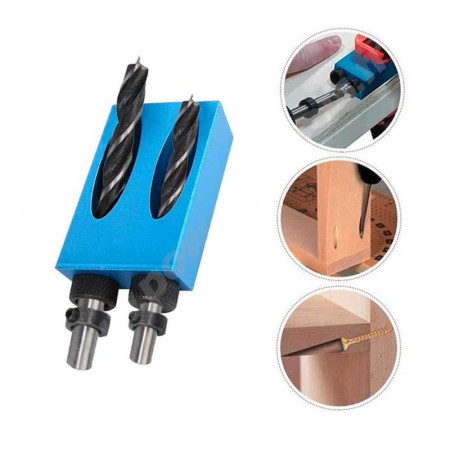 ANGLE DRILLING :  Kit de Perçage d'Angle 15 Degrés pour le Bois avec Guide Gabarit Mèches et Trous 6/8/10 mm
