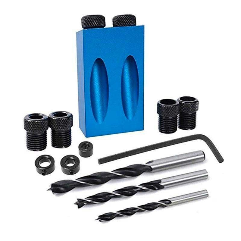 ANGLE DRILLING :  Kit de Perçage d'Angle 15 Degrés pour le Bois avec Guide Gabarit Mèches et Trous 6/8/10 mm