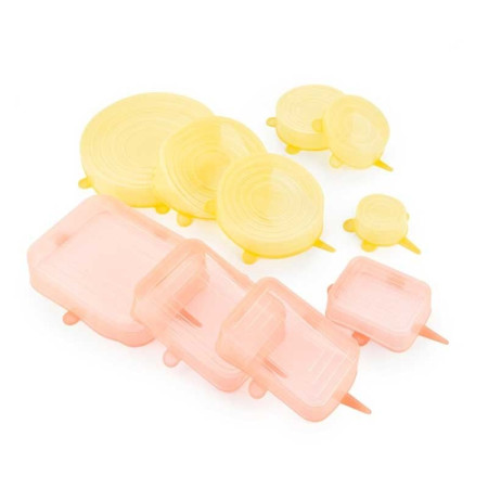 LIDYC : Jeu de 10 Couvercles de Cuisine Réutilisables et Réglables - 6 Ronds et 4 Rectangulaires