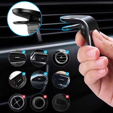 MAGNET MOUNT : Support Magnétique pour Smartphone et GPS avec Fixation Grille d'Aération