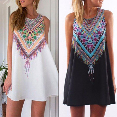 Robe d'été Courte et Sans Manches Hippie-Chic