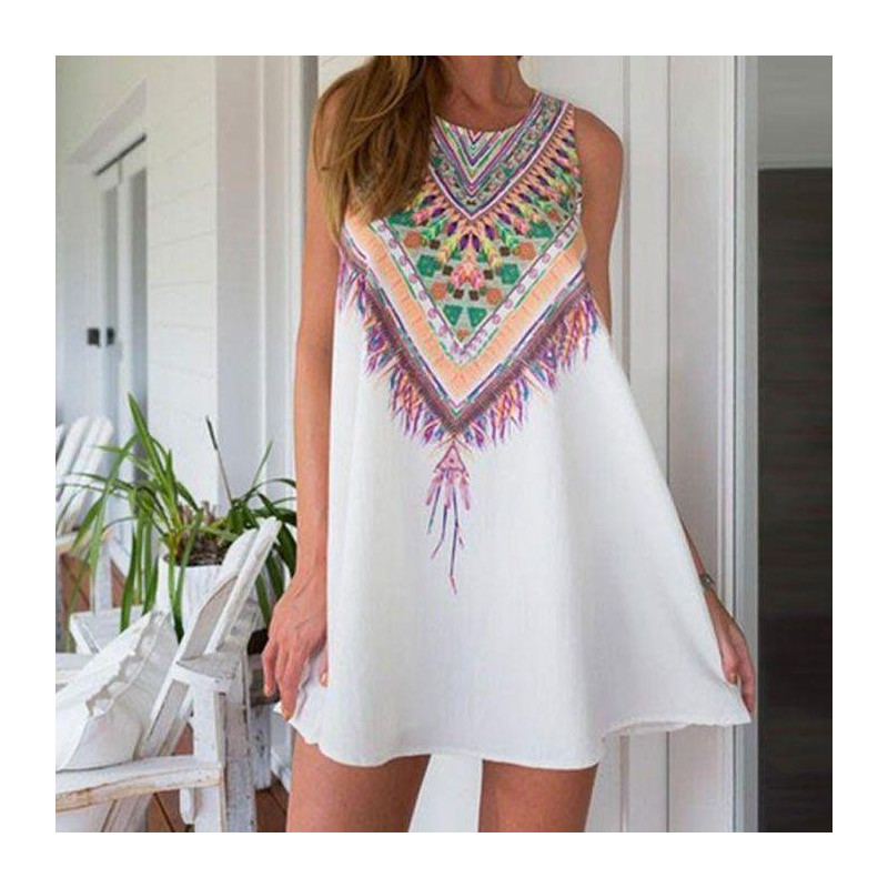 Robe d'été Courte et Sans Manches Hippie-Chic