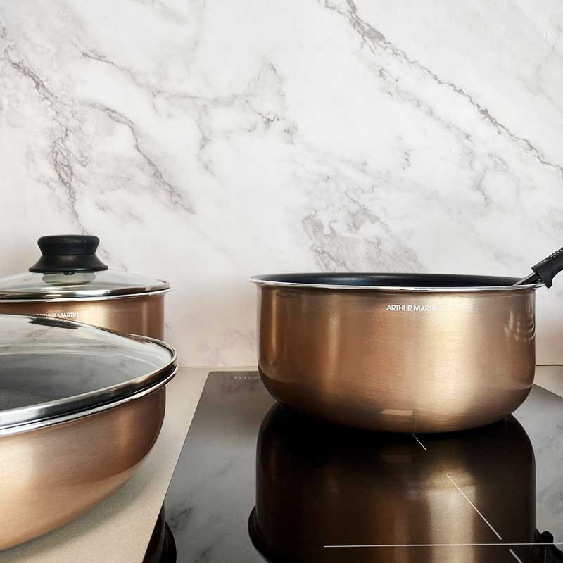 AM478 : Batterie de Cuisine 20 Pièces Arthur Martin avec Ustensiles et Poignée