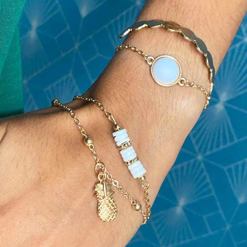 ANANAS BRACELET : Ensemble de 4 Bracelets de Style Vintage Perlés Ananas