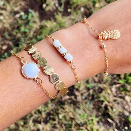 ANANAS BRACELET : Ensemble de 4 Bracelets de Style Vintage Perlés Ananas