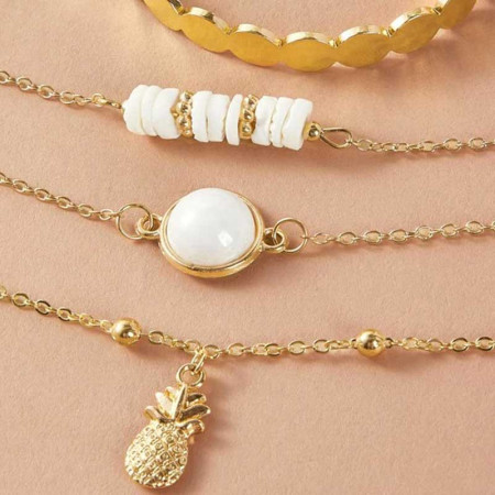 ANANAS BRACELET : Ensemble de 4 Bracelets de Style Vintage Perlés Ananas