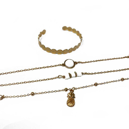 ANANAS BRACELET : Ensemble de 4 Bracelets de Style Vintage Perlés Ananas