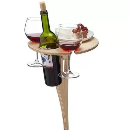 WINNEK : Porte Bouteille et Verre Portable Pliable en Bois pour l'Extérieur