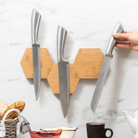 MAGBU : Lot de 3 Supports Magnétiques en Bambou pour Ustensiles de Cuisine