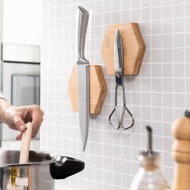 MAGBU : Lot de 3 Supports Magnétiques en Bambou pour Ustensiles de Cuisine