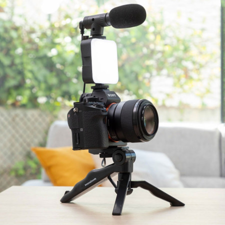 Kit de Vlogging avec Lampe LED, Microphone, Trépied et Support Smartphone - PLODNI