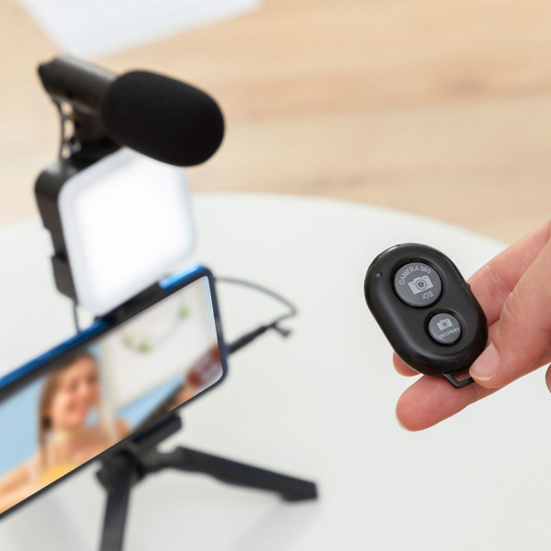 Kit de Vlogging avec Lampe LED, Microphone, Trépied et Support Smartphone - PLODNI