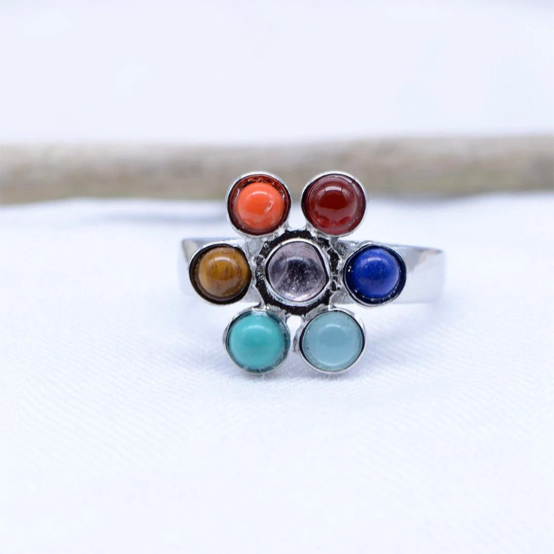Anneau 7 Chakras Équilibre Intérieur Fleur de Vie - CHAKRA RING