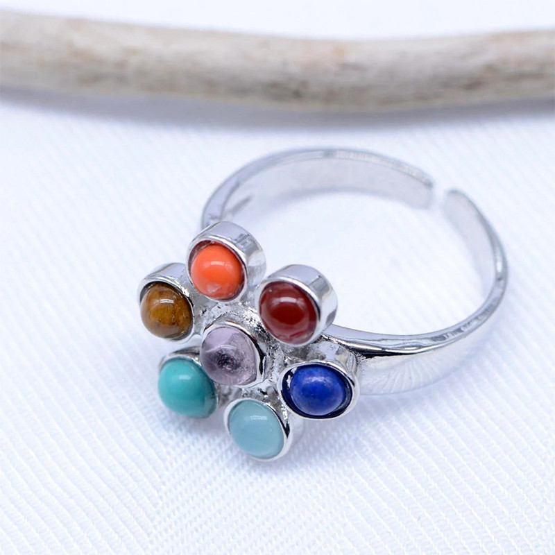 7 Chakras Fleur de Vie Bague Ajustable - CHAKRA RING