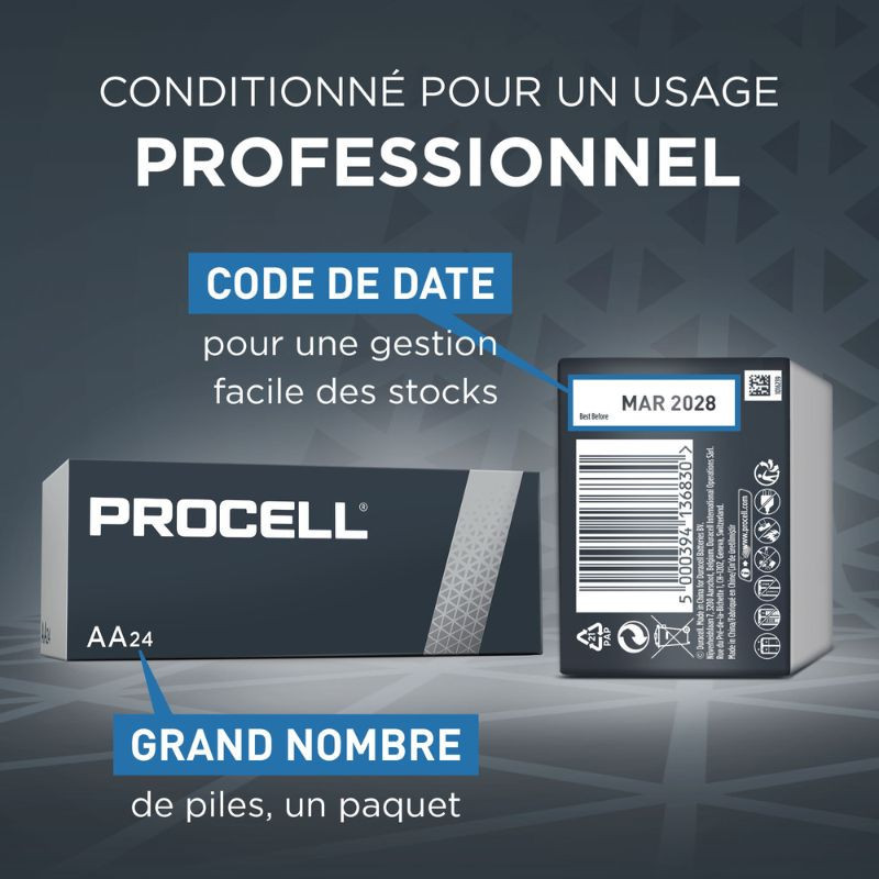 PROCELL : Pack de 10 Piles Alcalines Duracell (1.5V)