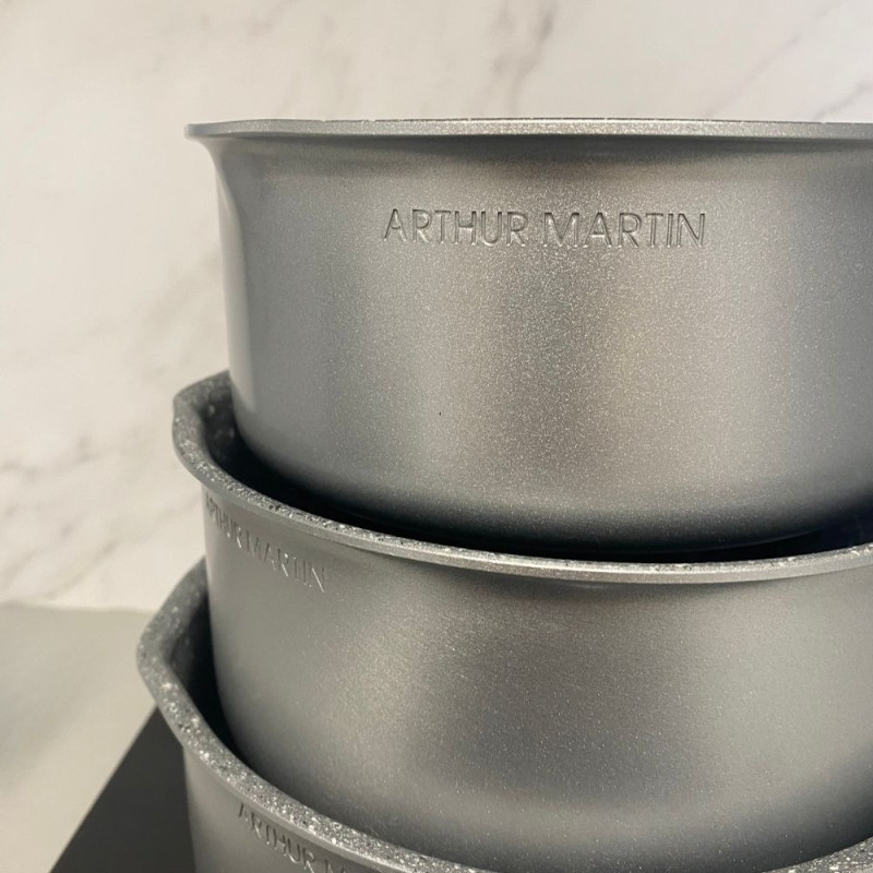 AM120 : Set de 3 Casseroles Tous Feux Arthur Martin 16 - 18 - 20 cm avec une Poignée