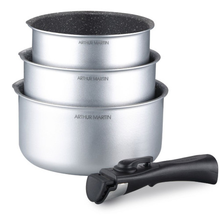 AM120 : Set de 3 Casseroles Tous Feux Arthur Martin 16 - 18 - 20 cm avec une Poignée