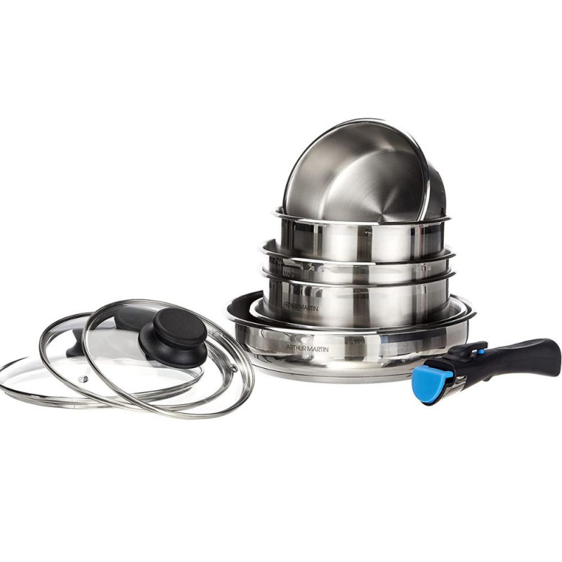 AM8411 : Batterie de Cuisine Inox 10 Pièces Arthur Martin Tous Feux dont Induction et Four