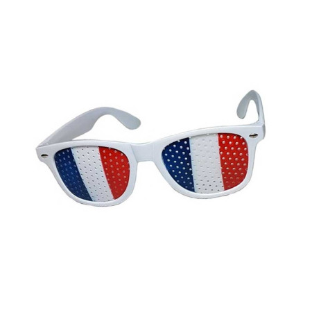 Lunettes de supporters grille drapeau tricolore bleu/blanc/rouge France