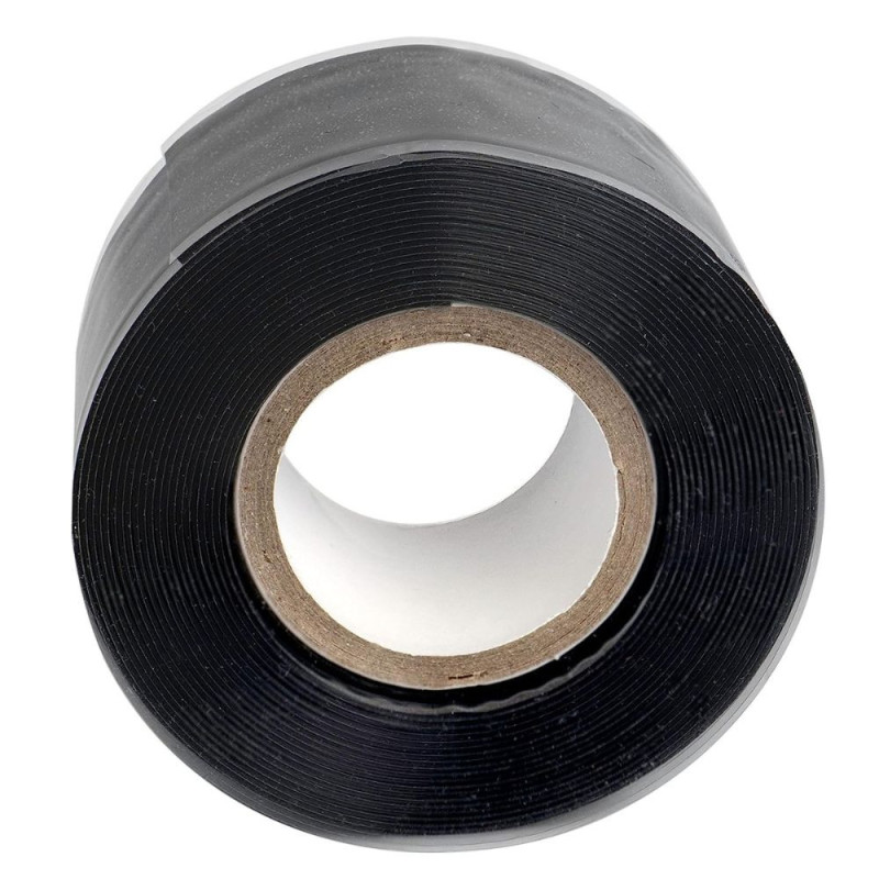 Ruban de réparation silicone isolant et auto amalgamant, colmate les fuites, étirable et étanche - Noir - 3m x 25mm