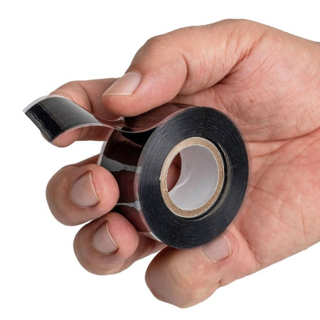 Ruban de réparation silicone isolant et auto amalgamant, colmate les fuites, étirable et étanche - Noir - 3m x 25mm