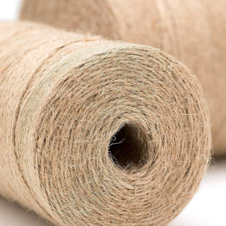 Bobine ficelle en jute naturelle brune - 2mm x 400m - pour le jardinage, bricolage, activités manuelles