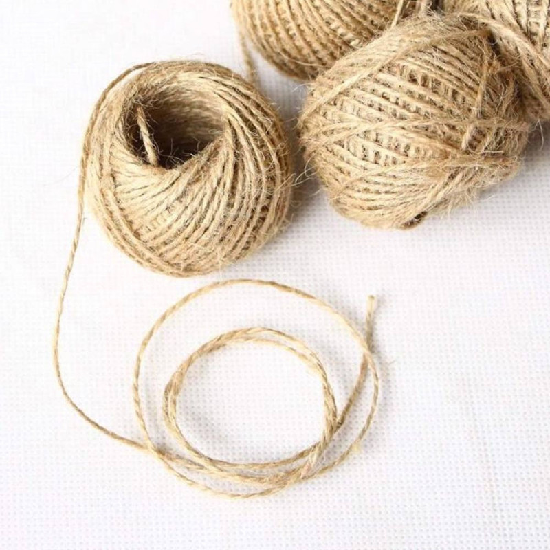 Ficelle en jute naturelle brune - 2mm x 40m - Corde ce chanvre épaisse pour décoration, jardin, bricolage, art et artisanat