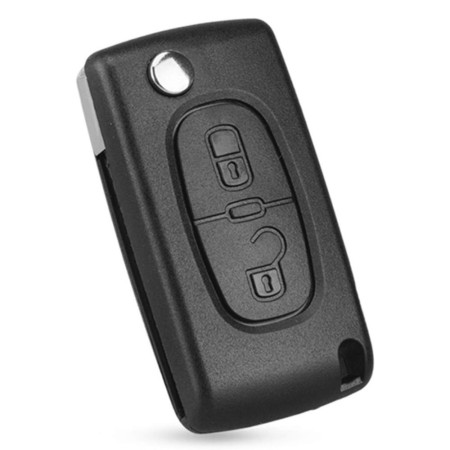 Coque de Clé de Voiture Rabattable à 2 Boutons Plip Compatible PEUGEOT CITROËN