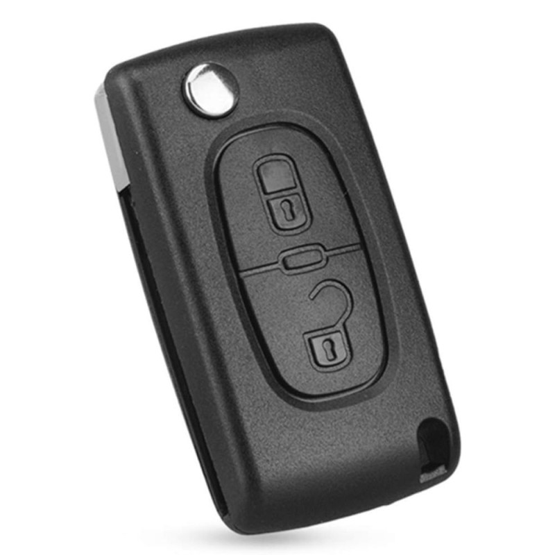 Coque de Clé de Voiture Rabattable à 2 Boutons Plip Compatible PEUGEOT CITROËN