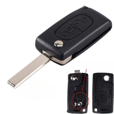 Coque de Clé de Voiture Rabattable à 2 Boutons Plip Compatible PEUGEOT CITROËN