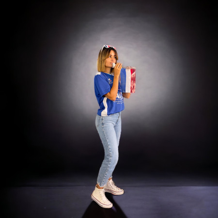 Trompette corne de brume avec drapeau tricolore bleu/blanc/rouge France