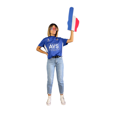 Main de supporter géante en mousse drapeau tricolore bleu/blanc/rouge France