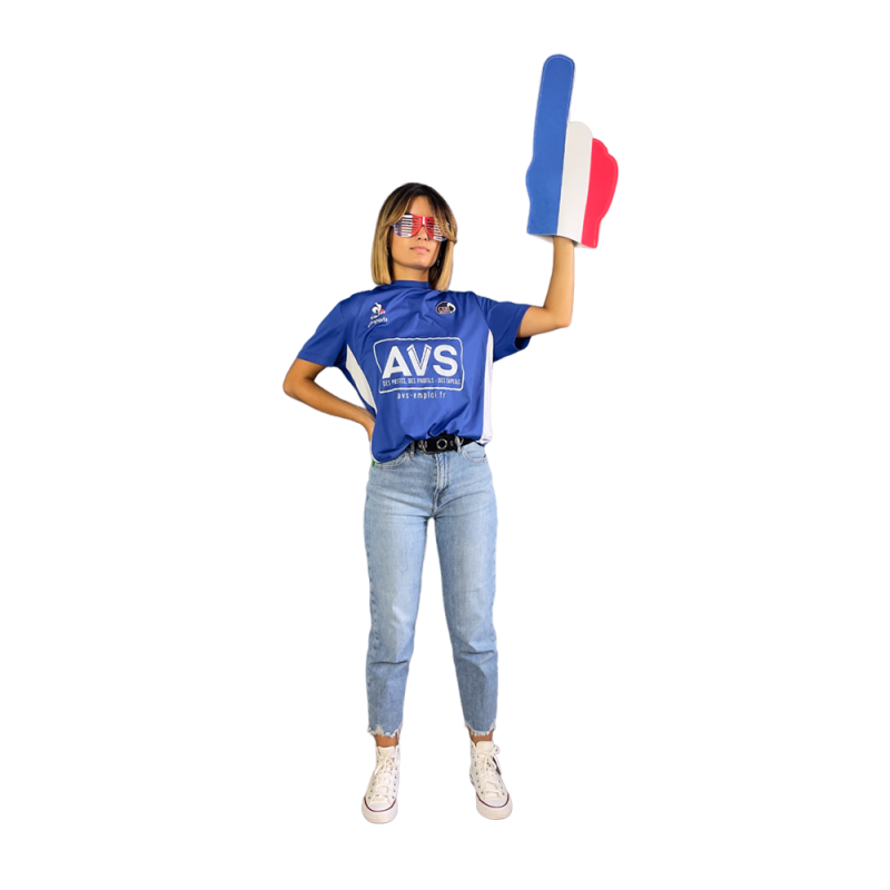 Main de supporter géante en mousse drapeau tricolore bleu/blanc/rouge France