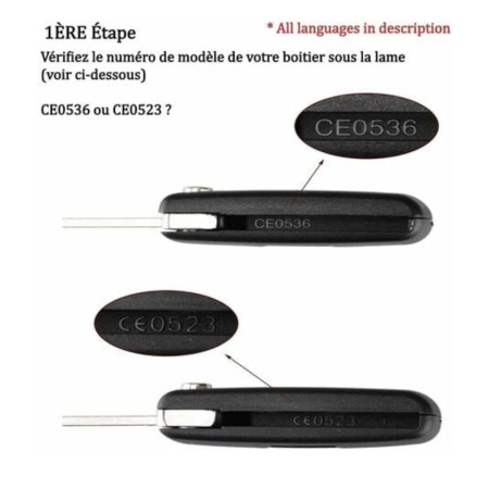 Coque de Clé Rabattable à 2 Boutons Plip Compatible Voitures PEUGEOT CITROËN