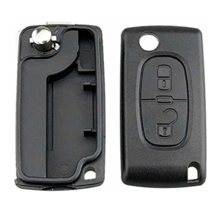 Coque de Clé Rabattable à 2 Boutons Plip Compatible Voitures PEUGEOT CITROËN
