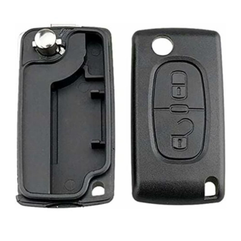 Coque de Clé Rabattable à 2 Boutons Plip Compatible Voitures PEUGEOT CITROËN
